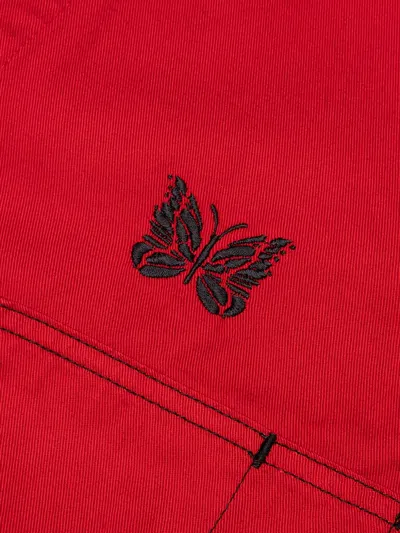 Needles X Smith's Butterfly-embroidered Shirt Jacket In Red