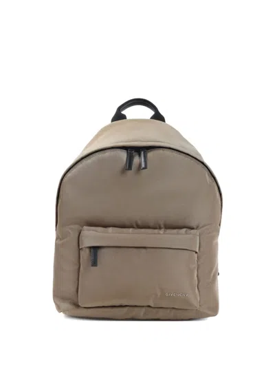 Givenchy Canvas And Leather Backpack With Logo Detail In Brown