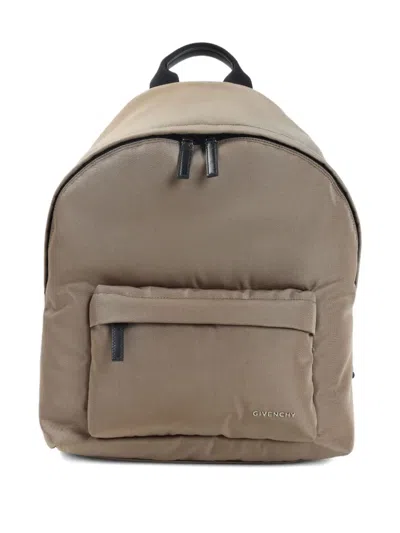 Givenchy Canvas And Leather Backpack With Logo Detail In Brown