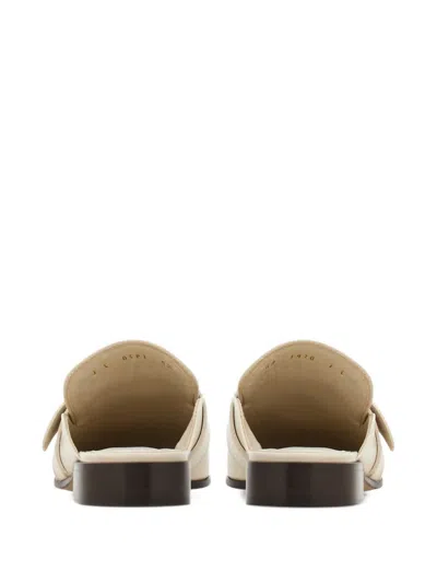 Ferragamo Hug Buckle Leather Mule In White