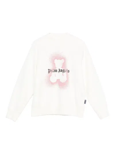 Palm Angels Spray Bear Sweatshirt In White