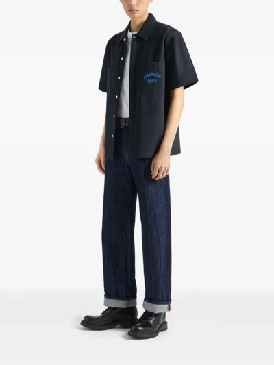 Givenchy Short Sleeves Chest Pockets Shirt In Blue