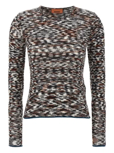 Missoni Crew Neck Sweater With Flame Pattern In Cashmere Blend In Multi