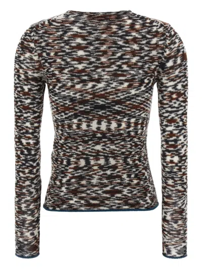 Missoni Crew Neck Sweater With Flame Pattern In Cashmere Blend In Multi