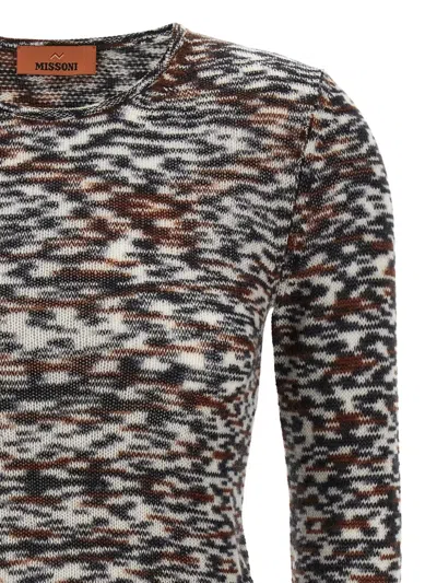 Missoni Crew Neck Sweater With Flame Pattern In Cashmere Blend In Multi