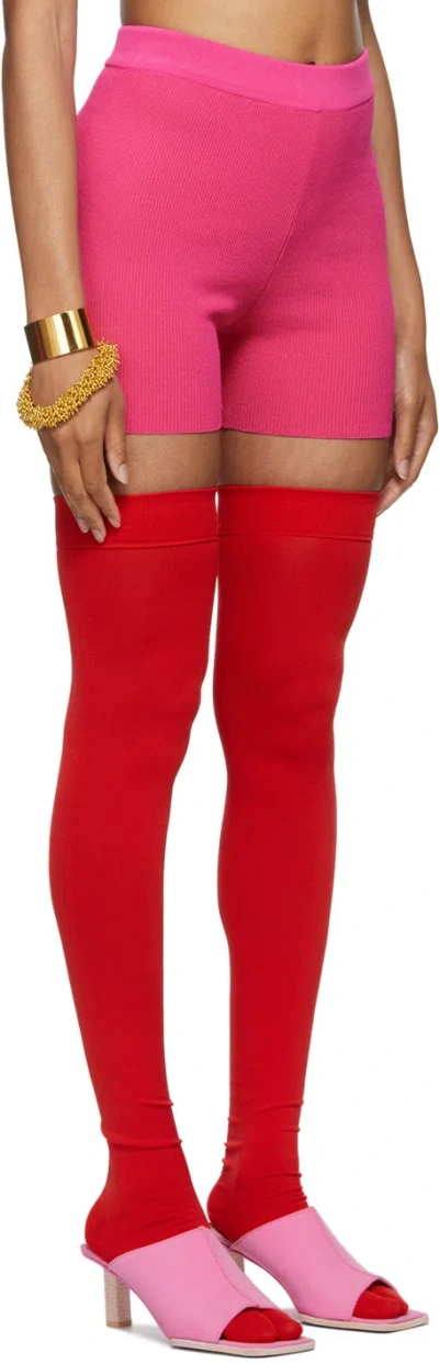 Jacquemus High Waist Knitted Cycling Shorts In Pink