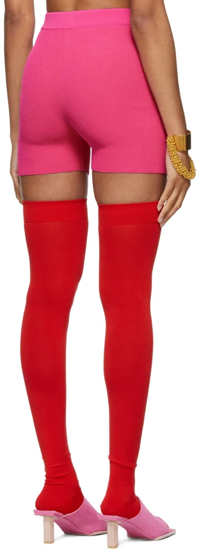 Jacquemus High Waist Knitted Cycling Shorts In Pink