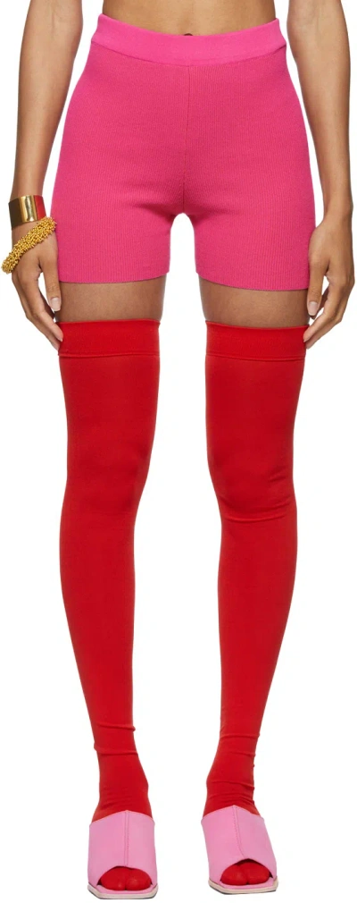 Jacquemus High Waist Knitted Cycling Shorts In Pink