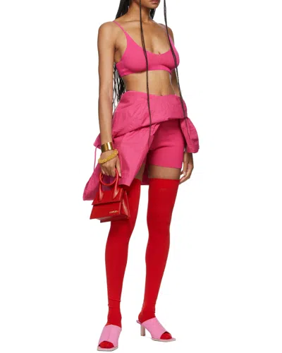 Jacquemus High Waist Knitted Cycling Shorts In Pink