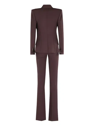 Elisabetta Franchi Single-breasted Suit In Crêpe Fabric In Brown