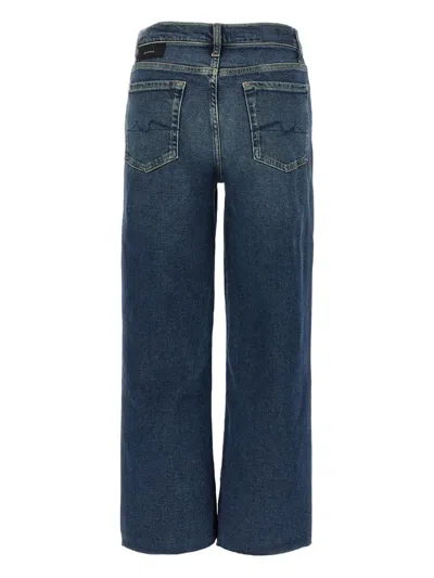 7 For All Mankind Faded Effect Cropped Jeans In Blue