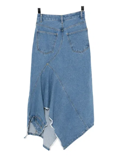 Monse Twisted Denim Skirt In Blue