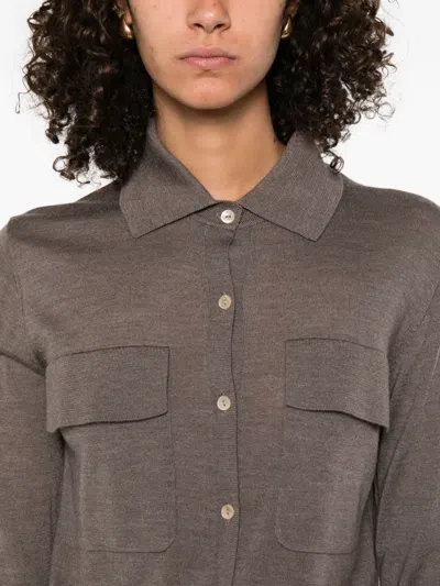 P.a.r.o.s.h Buttoned Pocket Bodysuit In Gray