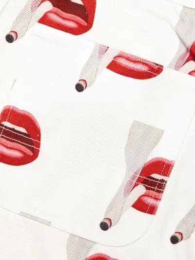 Emotionally Unavailable X Tom Wesselmann Smoking Lips-print Trousers In White