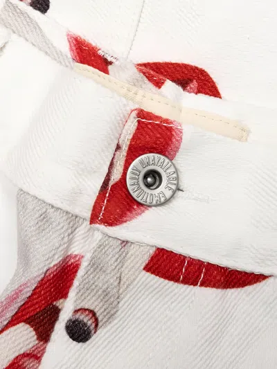 Emotionally Unavailable X Tom Wesselmann Smoking Lips-print Trousers In White