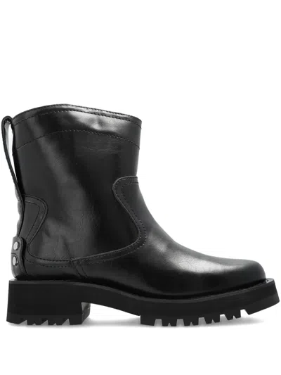 Ganni Black Low Black Oleatex Boots In Black