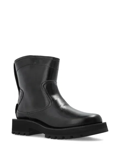 Ganni Black Low Black Oleatex Boots In Black