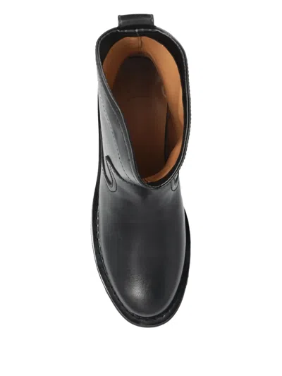 Ganni Black Low Black Oleatex Boots In Black