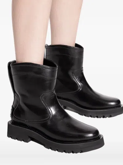 Ganni Black Low Black Oleatex Boots In Black