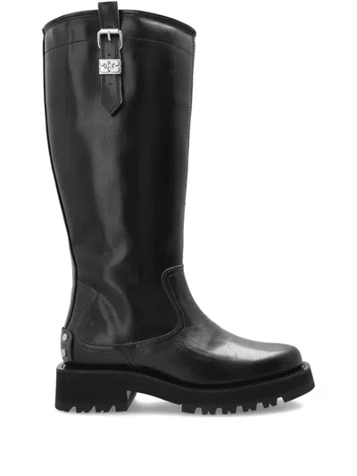 Ganni Chunky Buckle Boots In Black