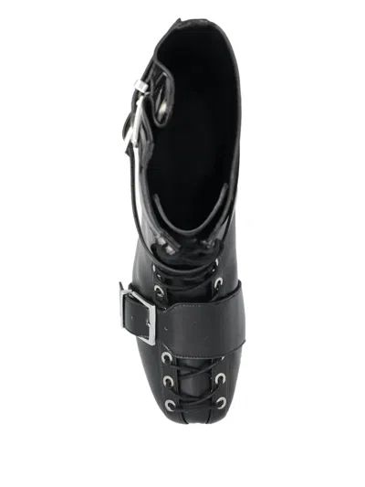 Ganni Black Synthetic Boots With Front Fastening In Black