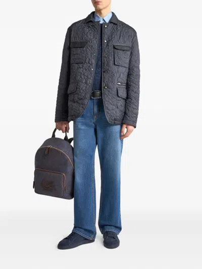 Etro Quilted Jacket With Pockets In Black
