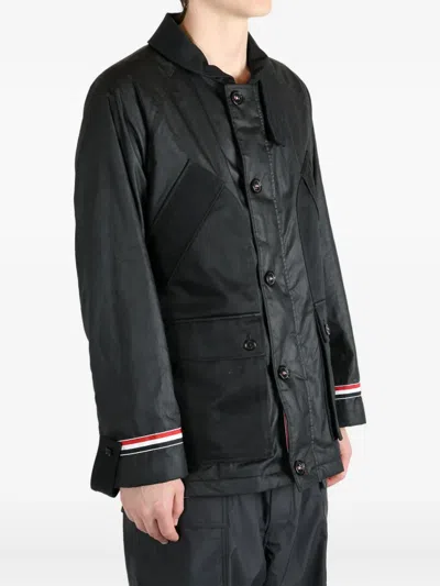 Thom Browne Panelled Buttoned Jacket In Black