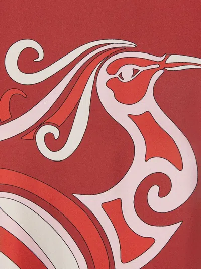 La Doublej Swing Bird-print Silk Maxi Dress In Burgundy