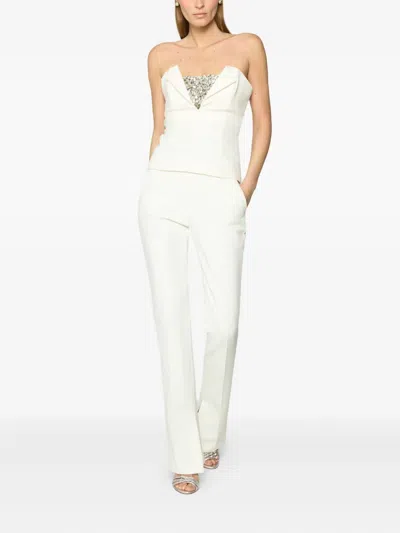 Genny Tailored Flared Trousers Seam Detail In White