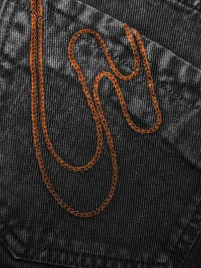 褶饰拼接牛仔短裤