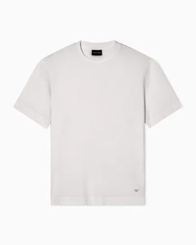 Emporio Armani Asv Domed Logo Pima-jersey T-shirt In White