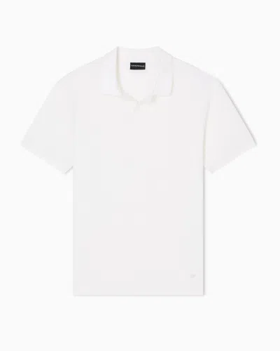 Emporio Armani Logo Cotton Polo Shirt In Neutral
