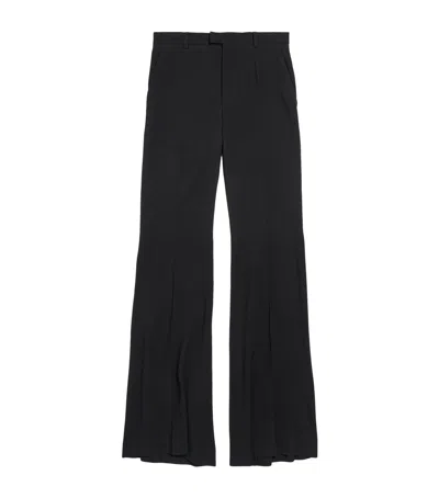 Balenciaga Tailored Flared Pants With Clean Waistband In Black