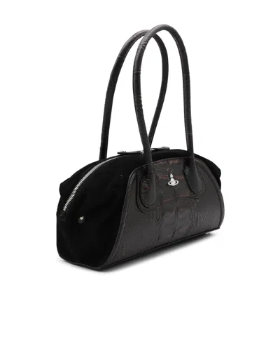 Vivienne Westwood Borsa A Spalla Shirley Piccola Bicolor In Pelle E Pelle Scamosciata  Donna In Brown