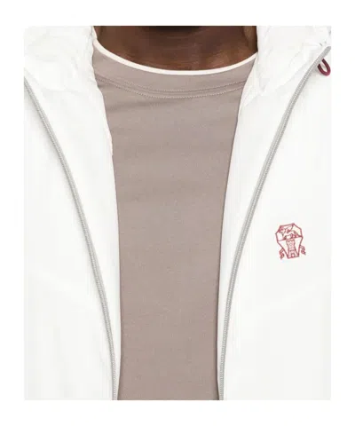 Brunello Cucinelli Men Nylon Blouson Jacket In White