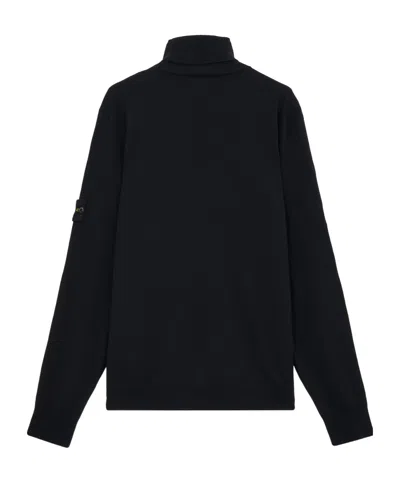 Stone Island Black Wool Turtleneck Sweater In Black