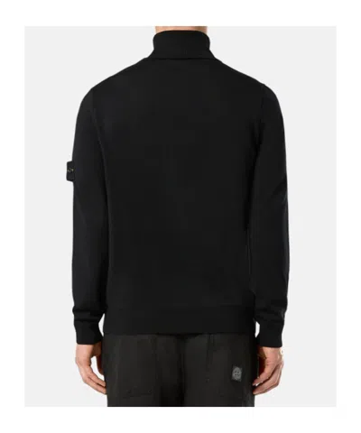 Stone Island Black Wool Turtleneck Sweater In Black