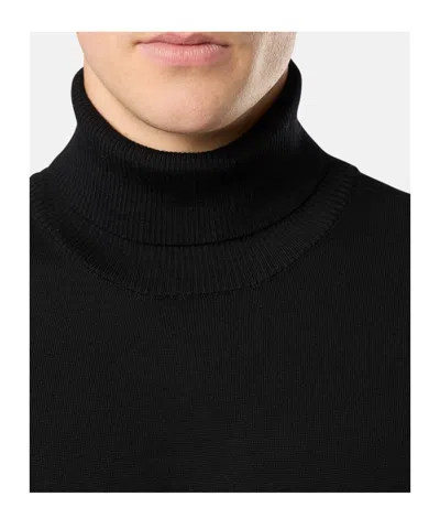 Stone Island Black Wool Turtleneck Sweater In Black