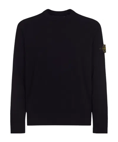 Stone Island Cotton Sweatshirt With Removable Logo Patch In Black