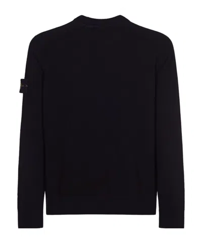 Stone Island Cotton Sweatshirt With Removable Logo Patch In Black
