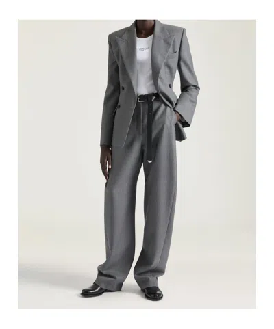 Givenchy Womens Double-breasted Peak-lapel Wool Blazer Medium Grey In Gray