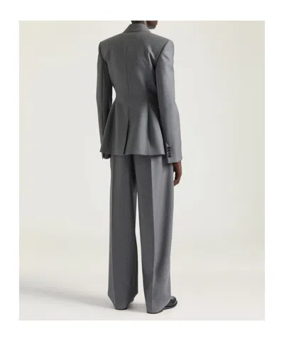 Givenchy Womens Double-breasted Peak-lapel Wool Blazer Medium Grey In Gray