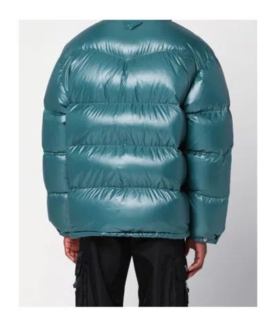 Prada Triangle Logo Glossy Down Jacket In Multi