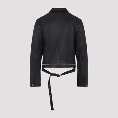 Acne Studios Belted Leather Jacket In Black