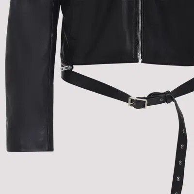 Acne Studios Belted Leather Jacket In Black