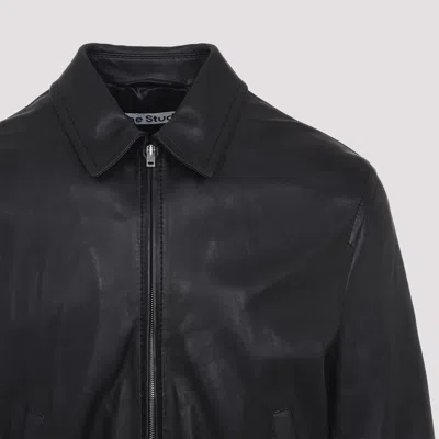Acne Studios Belted Leather Jacket In Black