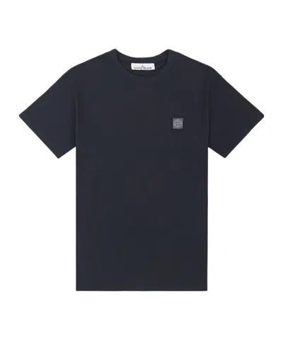 Stone Island Logo Cotton T-shirt In Black