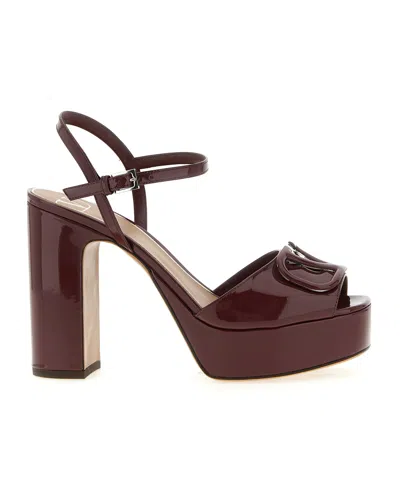 Valentino Garavani Valentino Vlogo 115 Patent Platform Sandal In Burgundy