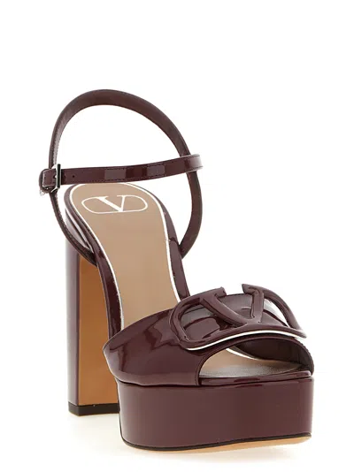Valentino Garavani Valentino Vlogo 115 Patent Platform Sandal In Burgundy