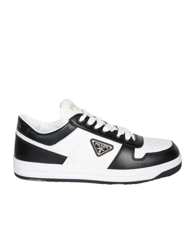 Prada Urban Leather Sneakers Featuring Contrast Panels In Black